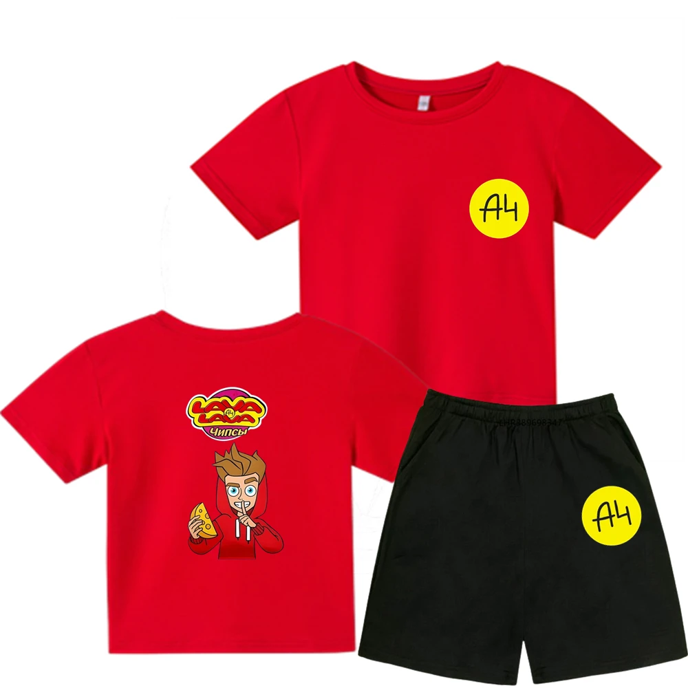 Фото Футболка Merch A4 подходит для одежды для девочек, детская футболка для мальчиков, топы с круглым вырезом и короткими рукавами, летняя футболка для отдыха 2–12 лет №2