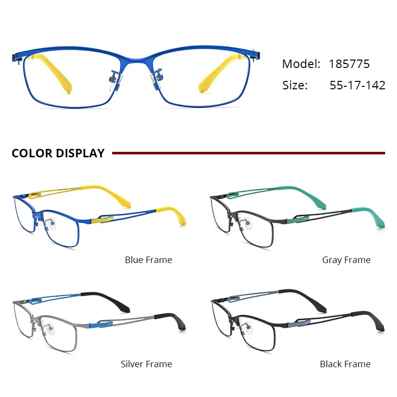 Модная квадратная оправа для очков близорукости из сплава Титания роскошная