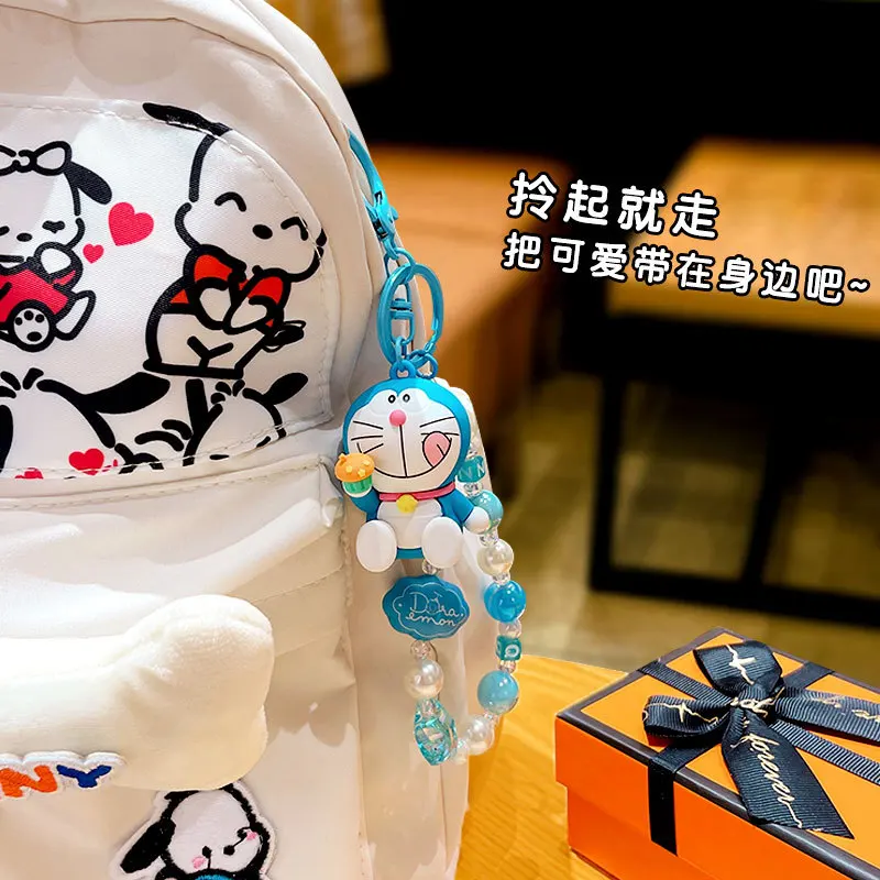 Брелки Doraemon с бусинами милая аниме цепочка для телефона фигурками героев