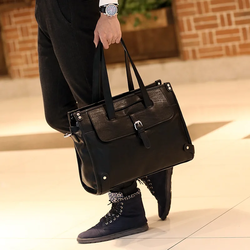 Briefcase Men Genuine Leather Handbags Messenger Bag Male Casual Leather Laptop 14 Shoulder Bag for A4 Document Passport Cover