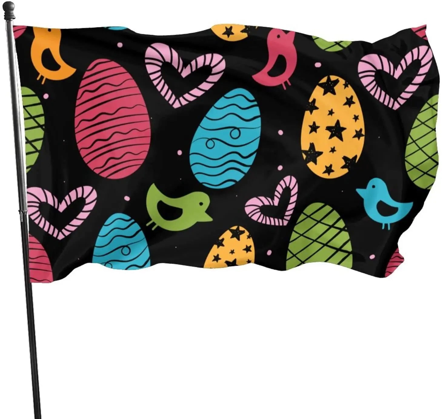 

Durable Easter-Themed with Cute Easter Eggs and Chicks Flag 3x5 FT Banner Outdoor Indoor Decor- Polyester Flags