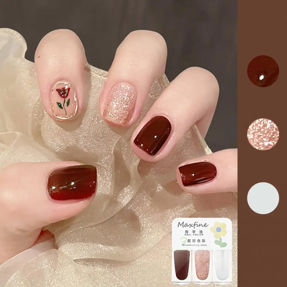 

Gentle Texture 3Pcs Delicate Fashion Gel Nail Polish Natural Nail Gel Polish Persistent Effect for Lady