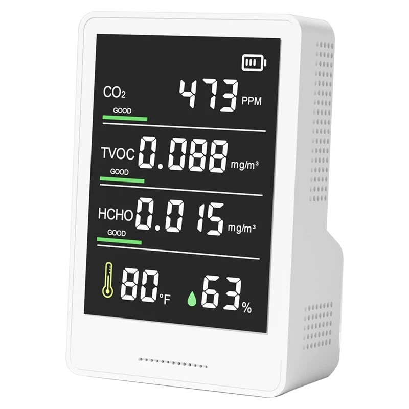 

CO2, TVOC, HCHO, счетчик влажности и температуры воздуха, монитор качества воздуха в помещении, белый для дома, офиса