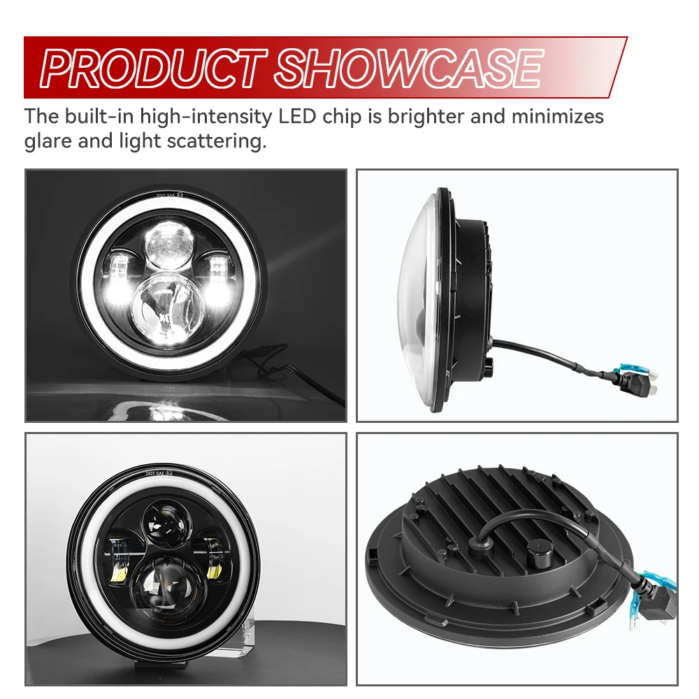 Универсальная 7-дюймовая светодиодная фара для мотоцикла в сборе DRL H4