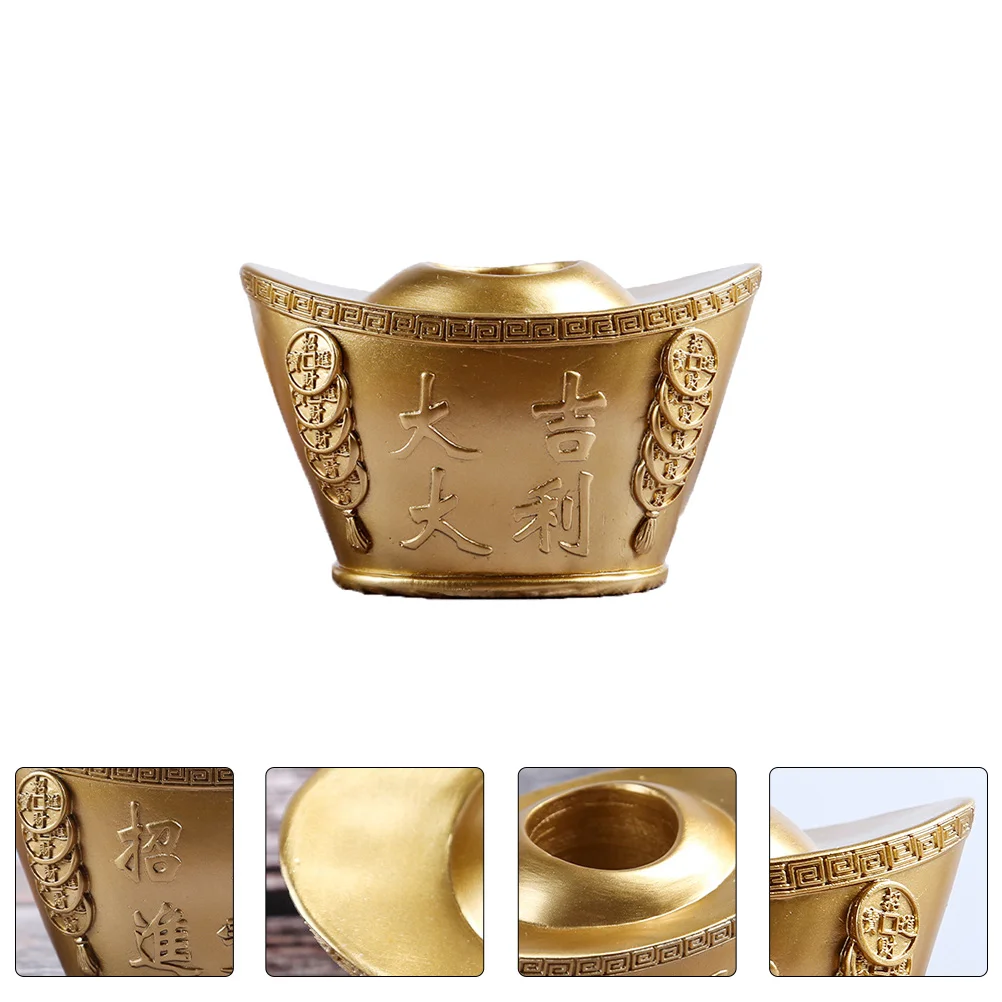 

Toothpick Box Decor Ingot Chinese Storage Yuan Bao Holder Container Wealth Figurines Home Gold Lucky Desktop Yuanbao Luckgood