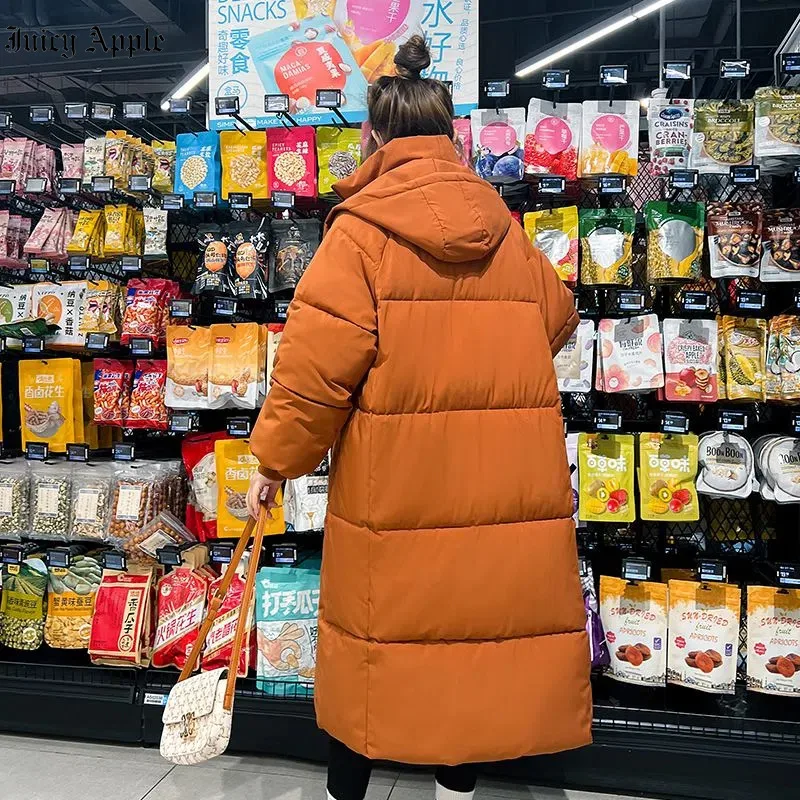 Women's Winter Parkas 2022 Jackets Woman X-long Coats Solid Hooded Thicken Warm Female Snow Wear Outerwear Padded Loose Clothes