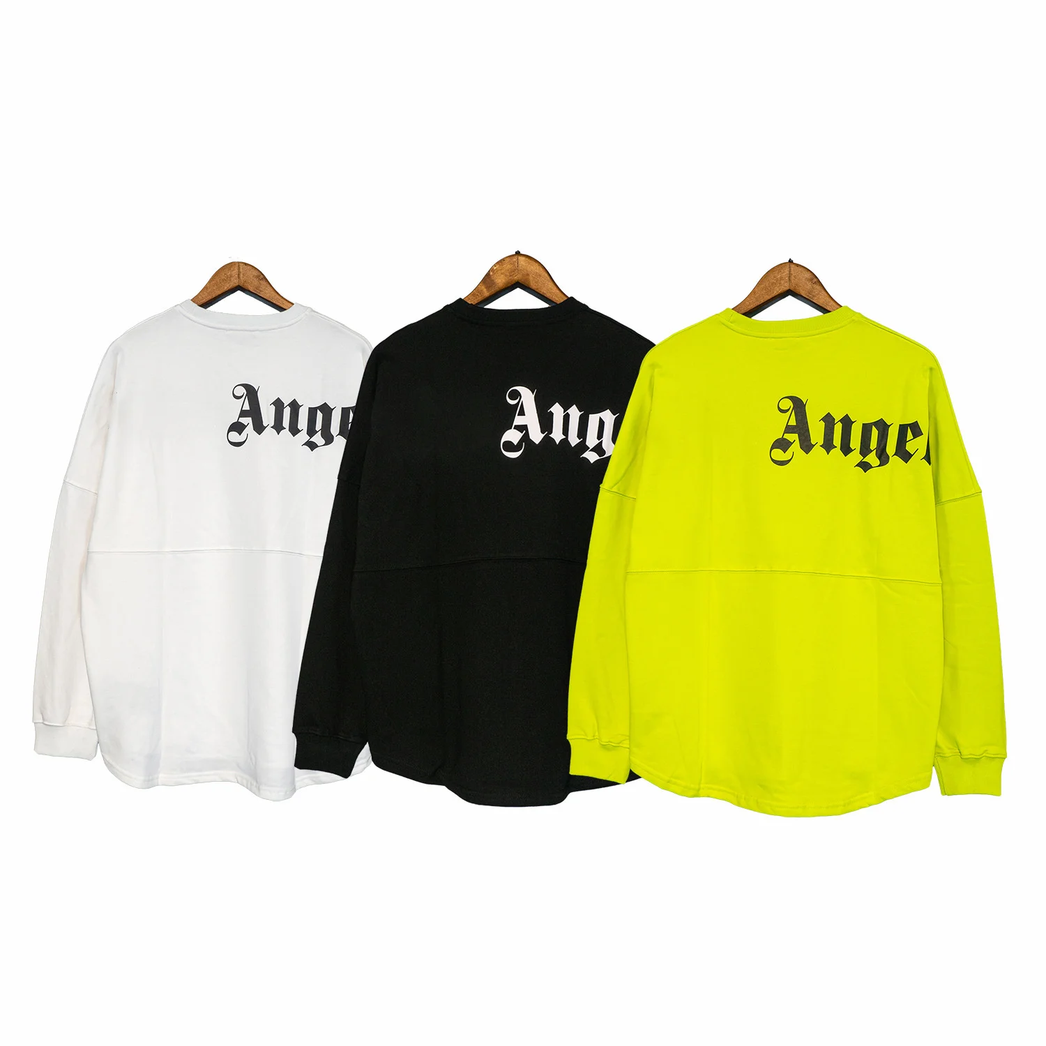 

2023 NEW ANGELS autumn back letter thickened 300g cotton round neck trendy loose casual letter men's long sleeve T-shirt