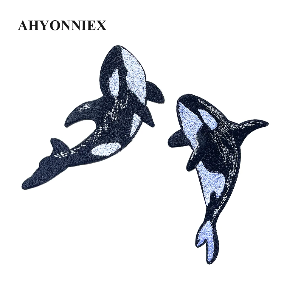 5 шт./партия, вышитые патчи 12 см в виде китов