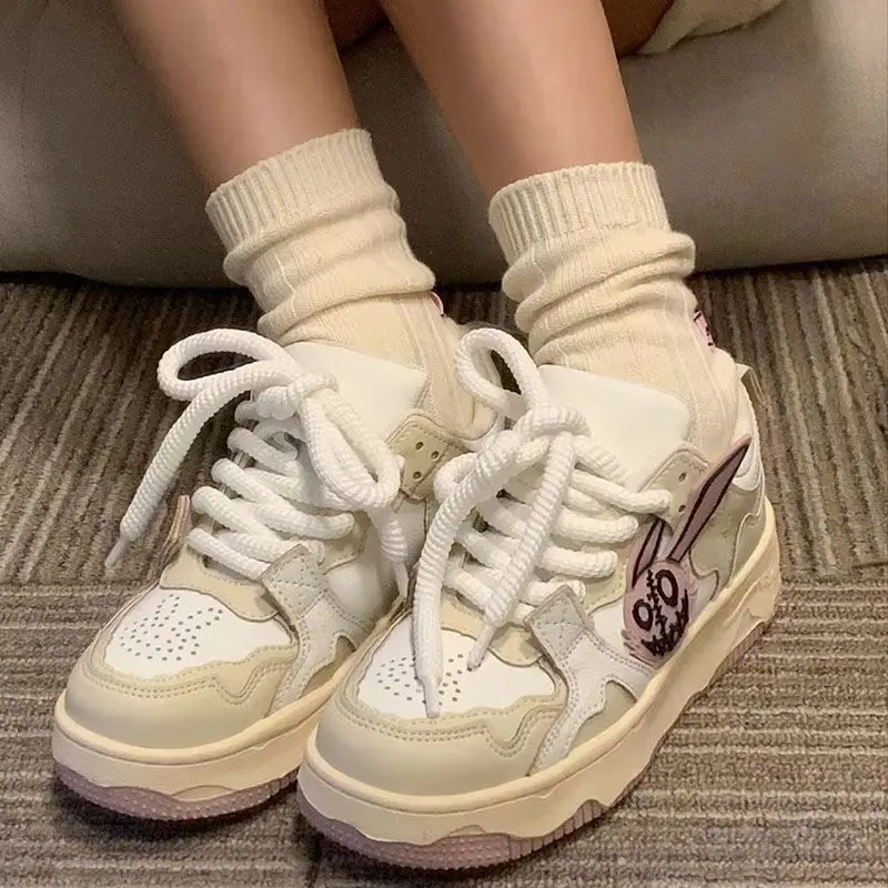 SHANPA Cartoon Rabbit Womens Sports Shoes Patchwork Cute Patch Fashion Designer Sneakers Platform Breathable Non-slip New Shoes