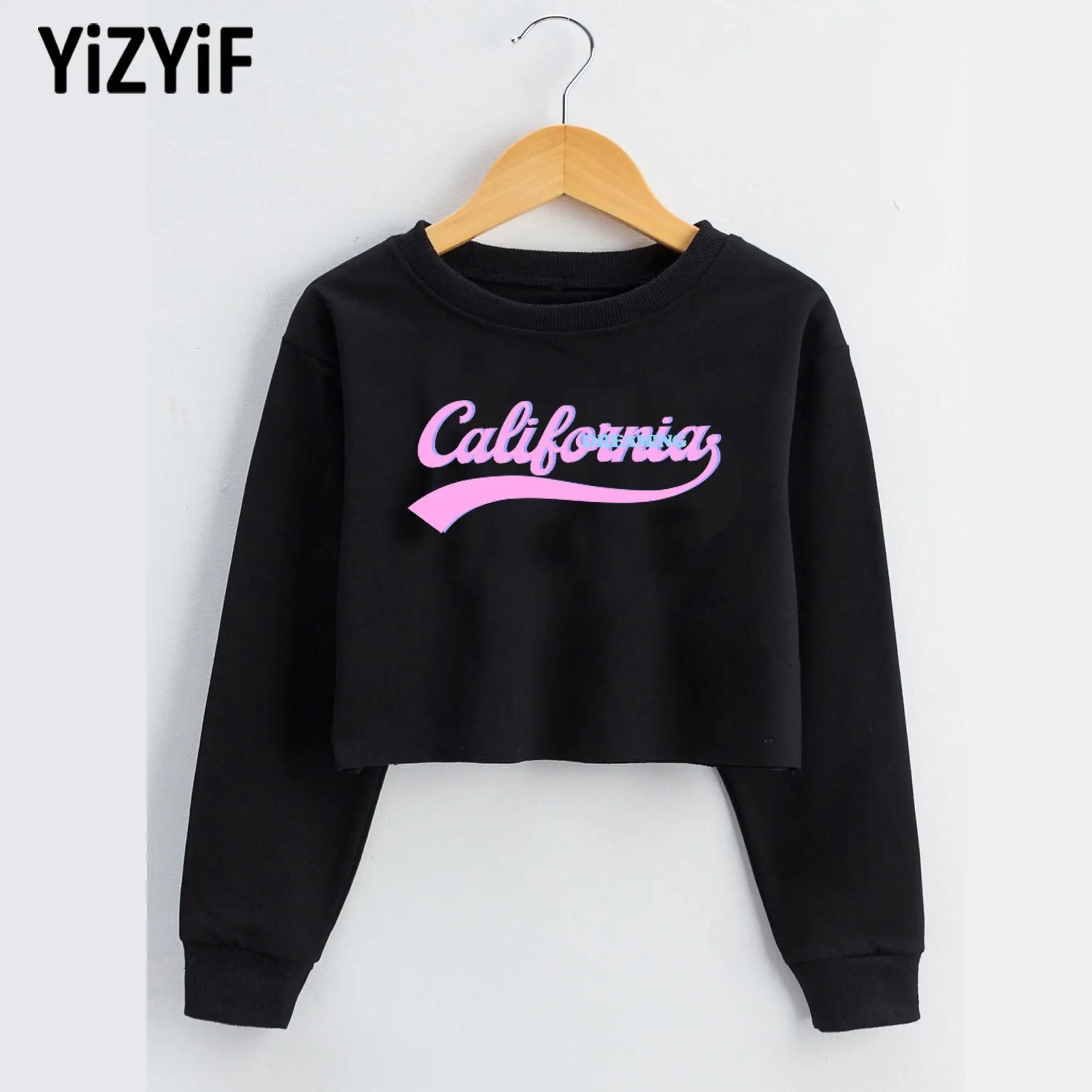 

Fashion Kids Girls Cotton Long Sleeve Pullover Crop Top Sweatshirt Children Casual Sports Hoodies Sweatshirts Outdoor Sportswear