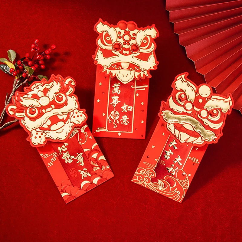

3Pcs Red Envelopes Lucky Happy New Year Red Envelope Traditional Festival Supplies Gift 9*17cm