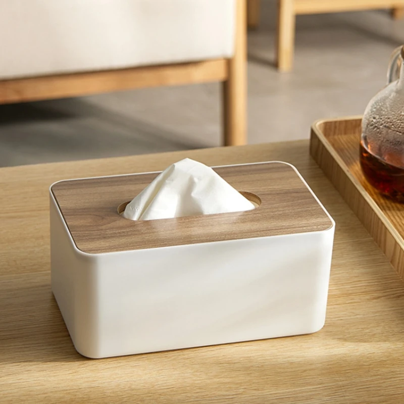

Wooden Home Office Tissue Box Desktop Bedroom Bathroom Kitchen Napkin Dispenser Portable Dorm Car Removable Paper Towel Holder