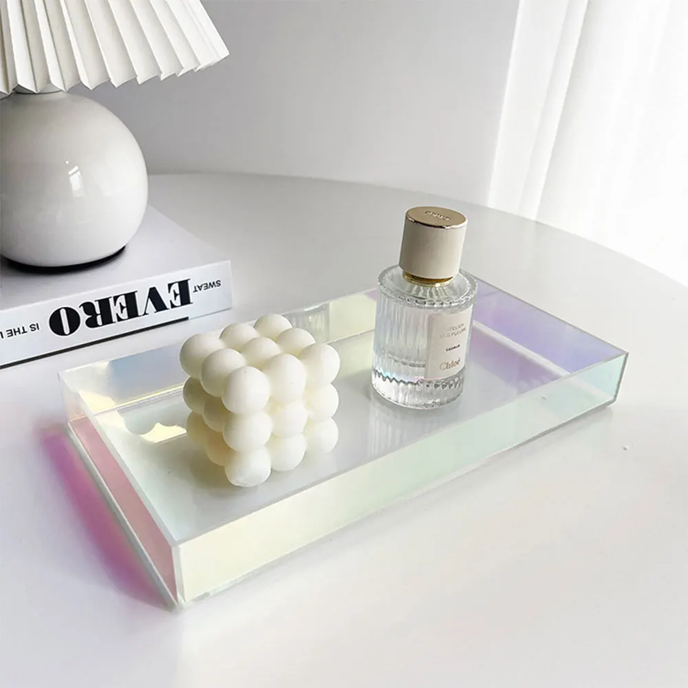 

Color Acrylic Tray Leak-proof Multifunctional Plastic Snack Tea Cup Snack Tray Rectangular Dining Table Home Decoration Supplies