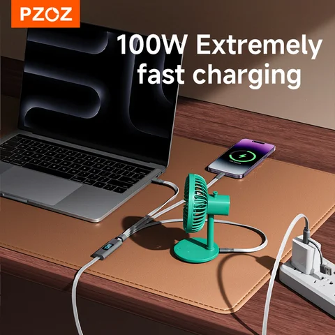 PZOZ 100 Вт USB C и USB A зарядный кабель 3 в 1 Многофункциональный зарядный кабель для нескольких устройств для iPhone iPad Pro MacBook Samsung