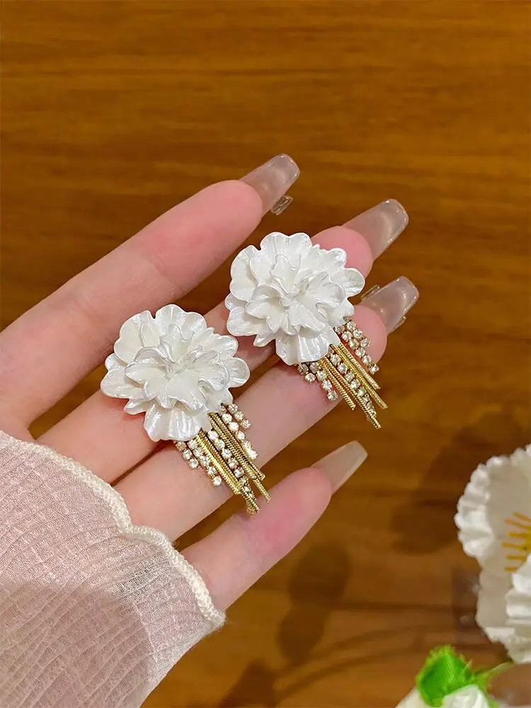 Преувеличенные большие серьги с цветком новинка 2024 популярные серьги-гвоздики