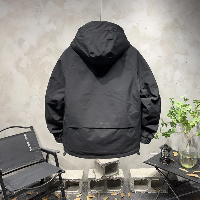Осенне-зимнее корейское мужское пальто с капюшоном и длинными рукавами из двух