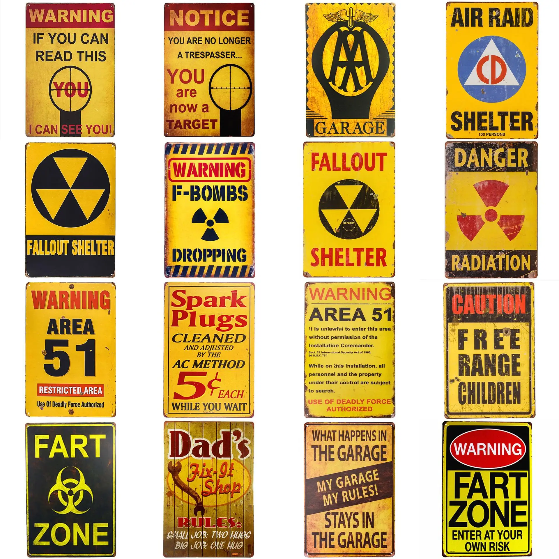 

Metal Tin Sign Biochemical Crisis Warning Yellow Metal Sign Bar Pub Club Cafe Restaurant Rusty Decorative Plate Wall Decor