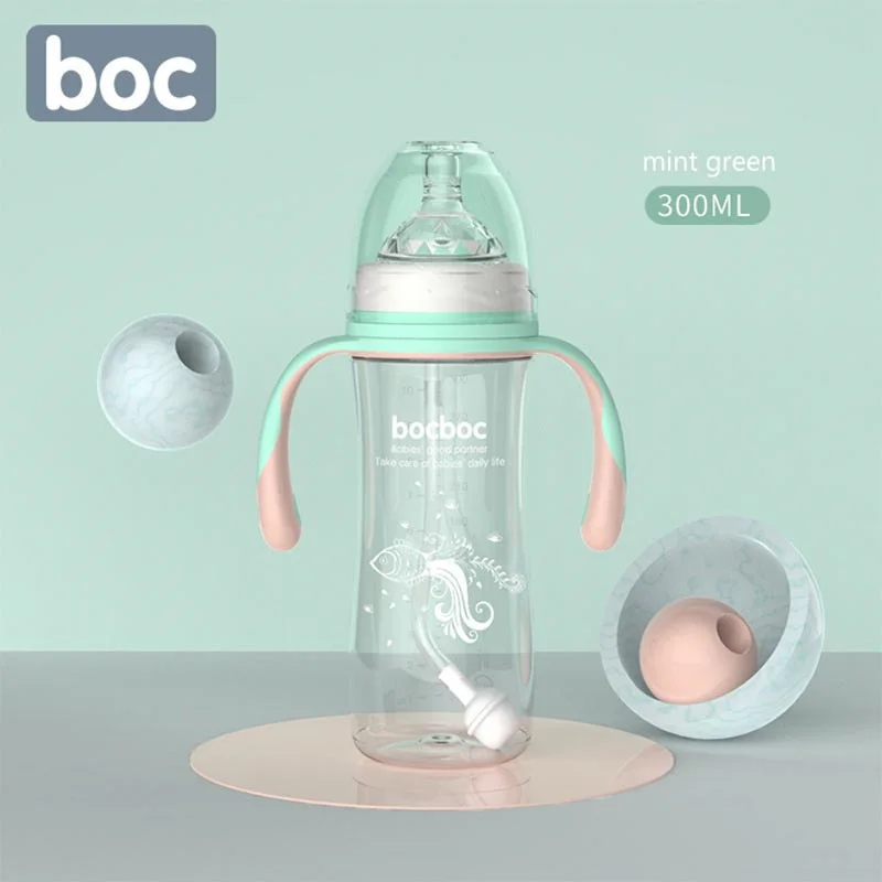 

Baby Milk Bottle With Straw Handle Anti-Flatulence Milk Bottle For Newborn Baby Wide Caliber PP Milk Bottle For Mother And Baby