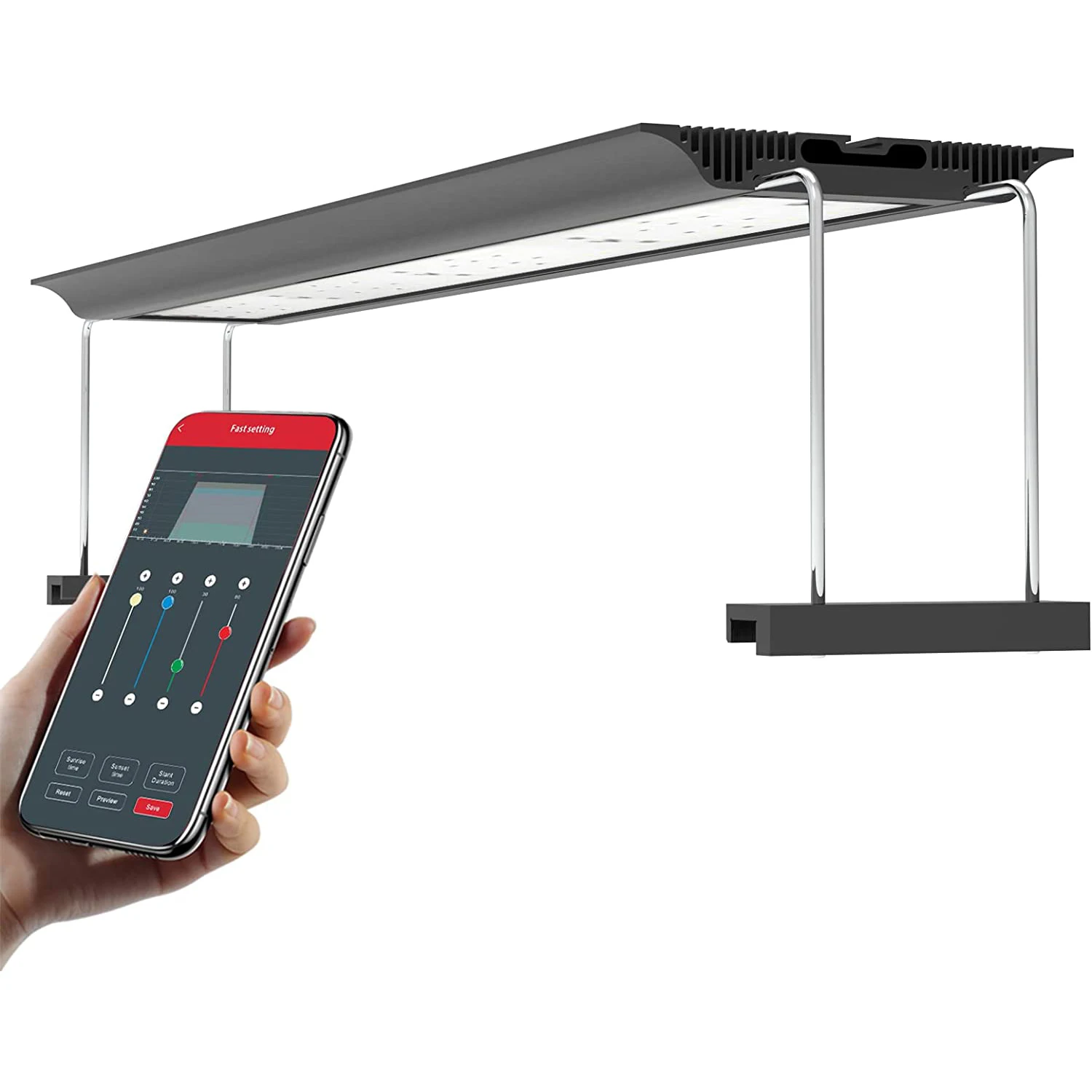 

LEDSTAR AQ RGB-W J Slim 2 Aquarium LED Light App Dimmable Plant Tank Light with 4 Channel Control Mounting or Hang Installation