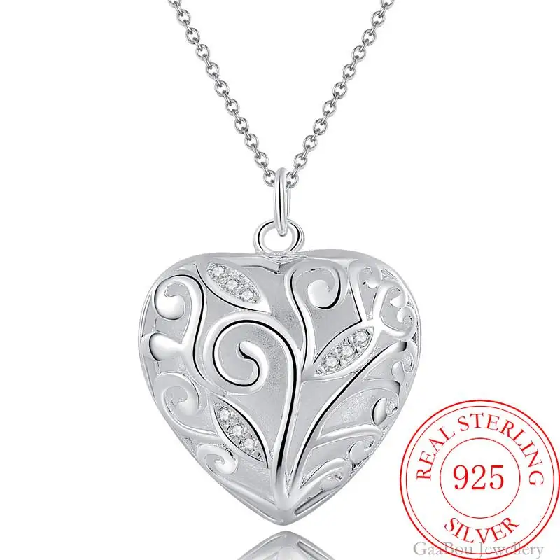 

Charm Fashion Girls Heart LOVE Elegant Retro 925 Stamp Silver Color Necklace Pendant Lucky High Quality Link Chain Jewelry Gifts