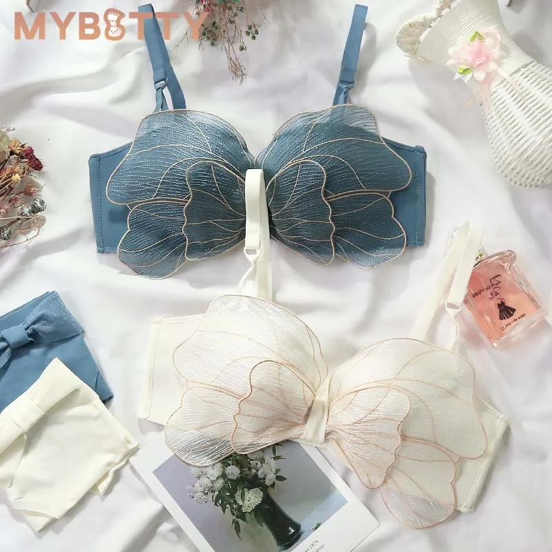 

MYBOTTY New Women Fashion Red Green Sexy Lingerie Bralette Push Up Cotton Panties Wireless Bra Sets Underwear A B Female Bras