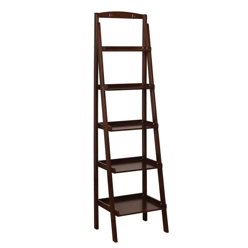

15.38"W x 18.25"D x 70.88"H 5-Shelf Ladder Freestanding Shelves, Espresso