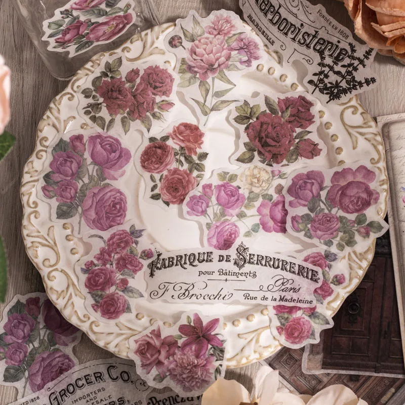 

40Pcs Sticker Flower collage literary collage door Window flowers handbook Decorative Material Scrapbooking Supplies 110*162MM