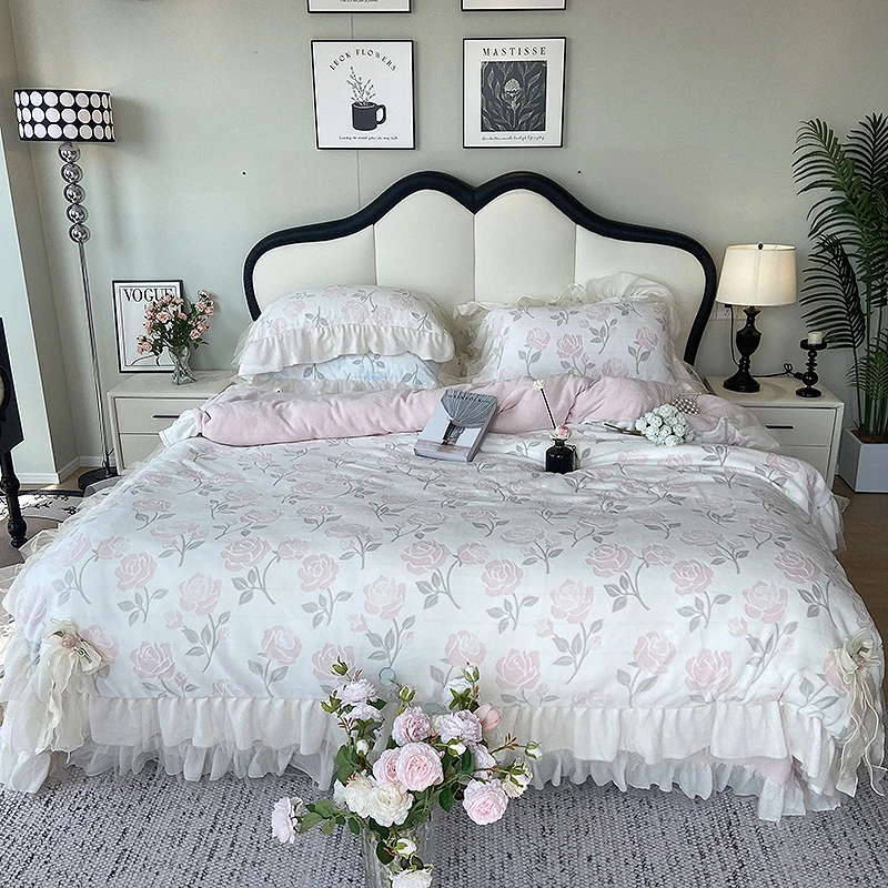 Винтажный французский романтический кружевной комплект с оборками резной