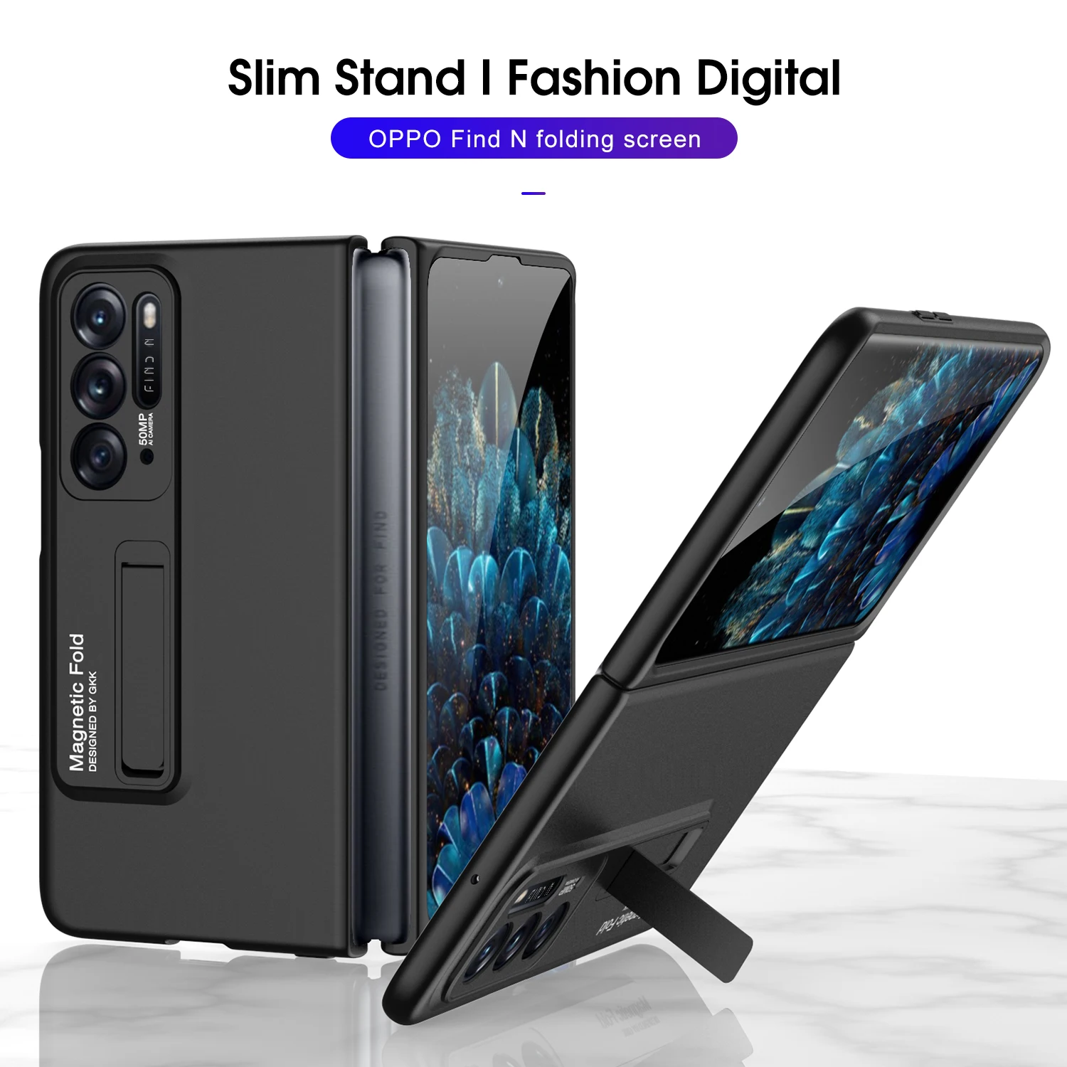 

Ultra Thin PC Case For OPPO Find N 5G Folding Cover Magnetic Holder Hard PC Shockproof Case For OPPO Find N