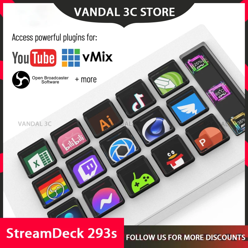 Мини-визуальная клавиатура StreamDeck 15 клавиш ЖК-кнопка Stream Deck контроллер для