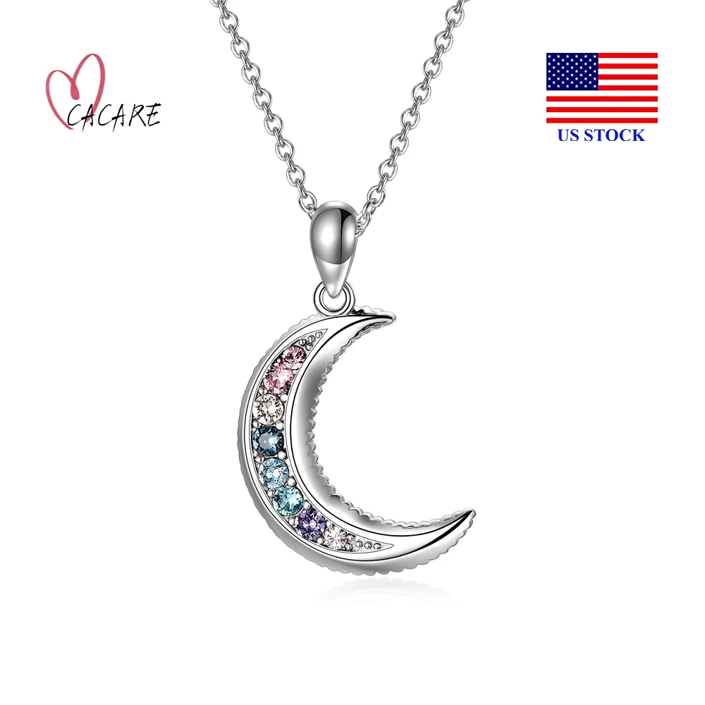 

Ожерелье с подвеской в виде Луны из стерлингового серебра с кристаллами женское ожерелье для девушек Girlfrind Ideas F0259 в наличии в США