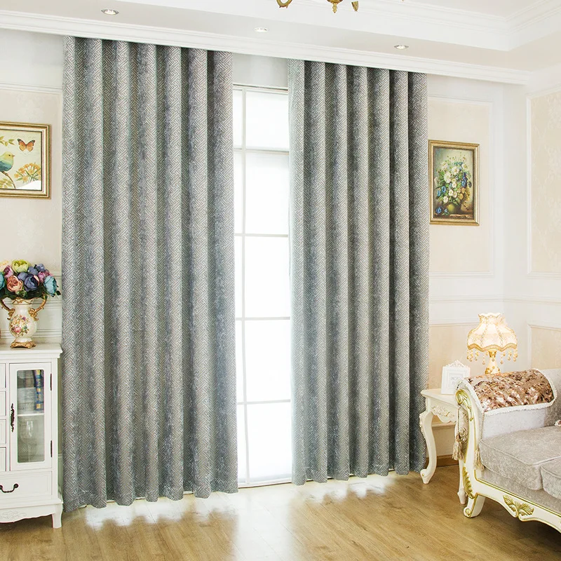 

New Chinese Style Chenille Embroidered Curtain Semi-shading Jacquard Flannel Curtains for Living Dining Room Bedroom Screens
