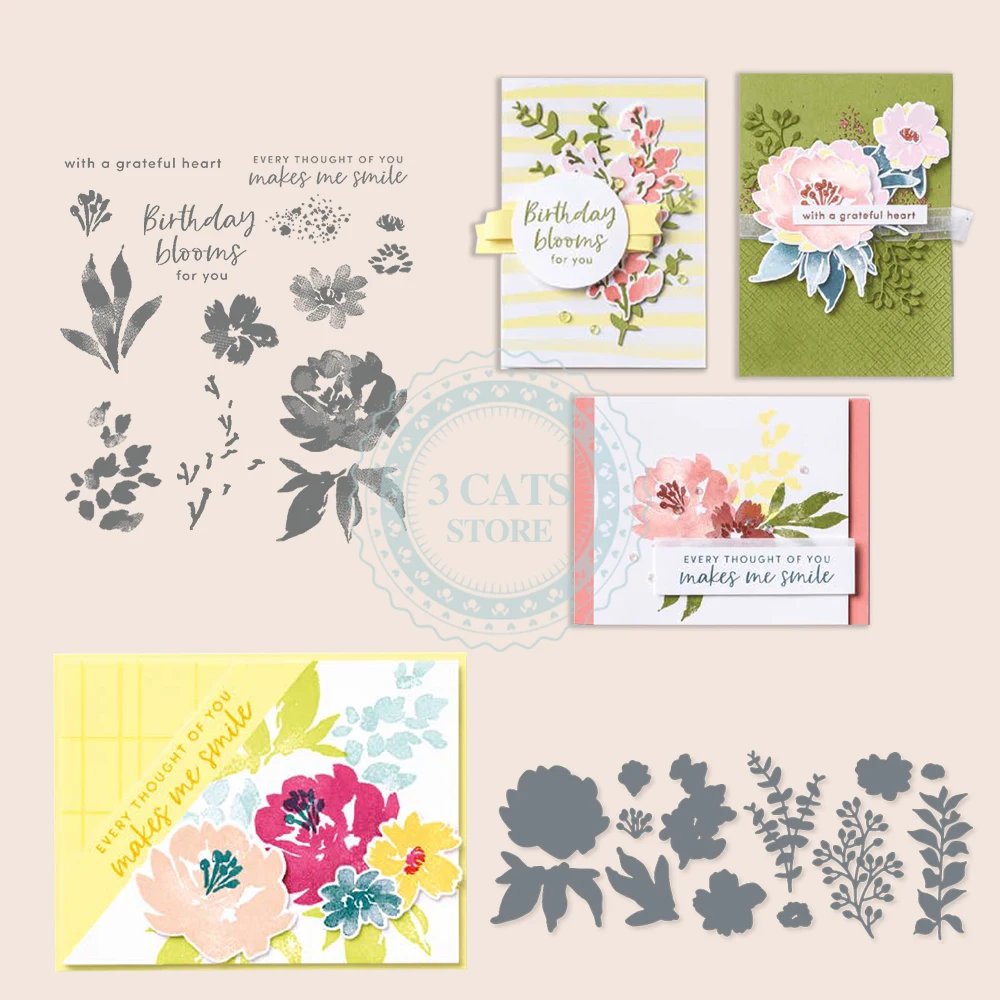 

MP739 прозрачные штампы с весенними цветами и металлические Вырубные штампы для рукоделия, открытки, скрапбукинга, пресс-украшения, ремесленные штампы