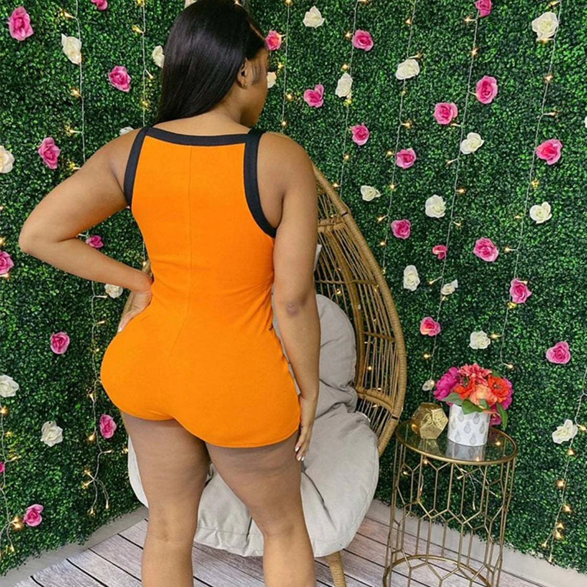 Wishyear Summer Skinny Sleeveless Zipper Playsuit One Piece Overalls Bodycon Jumpsuit Sport Wear Casual Jumpsuit Women Shorts