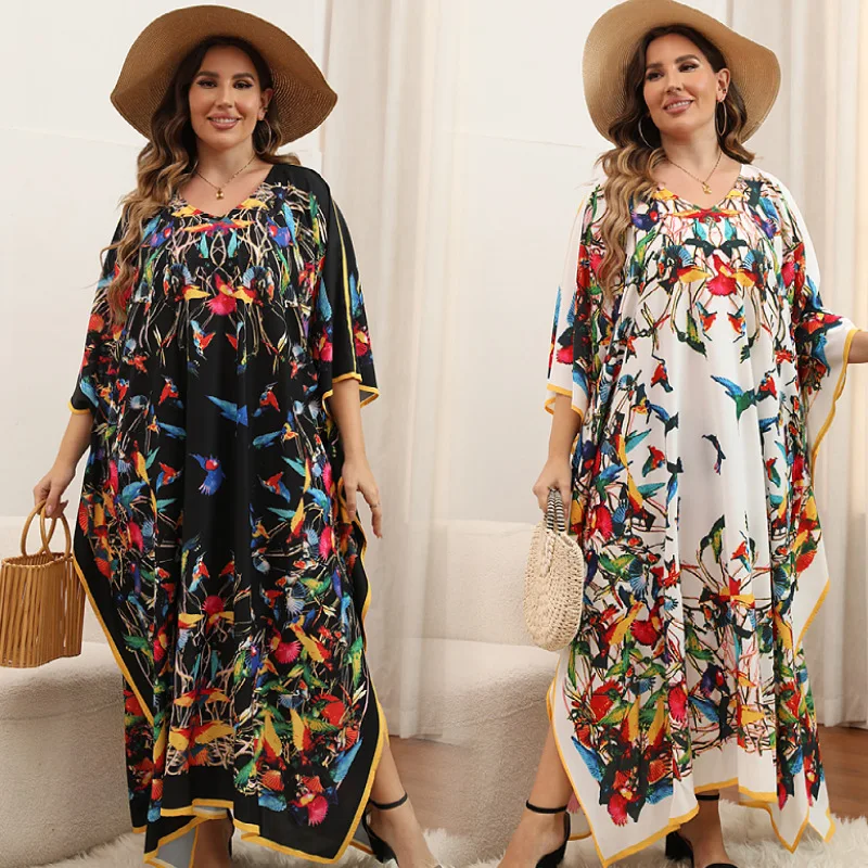 

Bikini Cover Up Women Summer Beach Dress Tunic 2023 New Printed Boho Kaftan Swimsuit Outfits Beachwear Bathing Suits