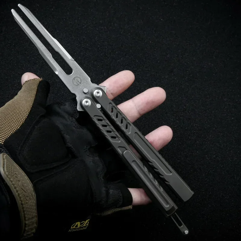 Фото Maxace Pelican-M Balisong Trainer TC4 Титановая ручка канала M390 Live Blade 440C Камертон Ручной инструмент EDC Нож-бабочка №4