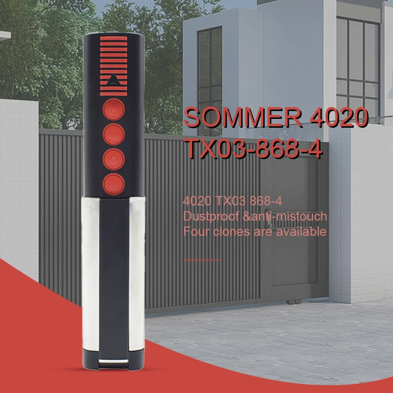 

SOMMER 868 MHz Garage Door Remote Control Duplicator SOMMER 4026 TX03-868-2 Door Opener for Rolling Codes