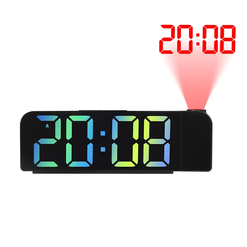 

Проекционный будильник для спальни, вращающийся ночной стол, цифровые часы с памятью, электронные часы с 180 °, настенный режим, часы с выключением питания