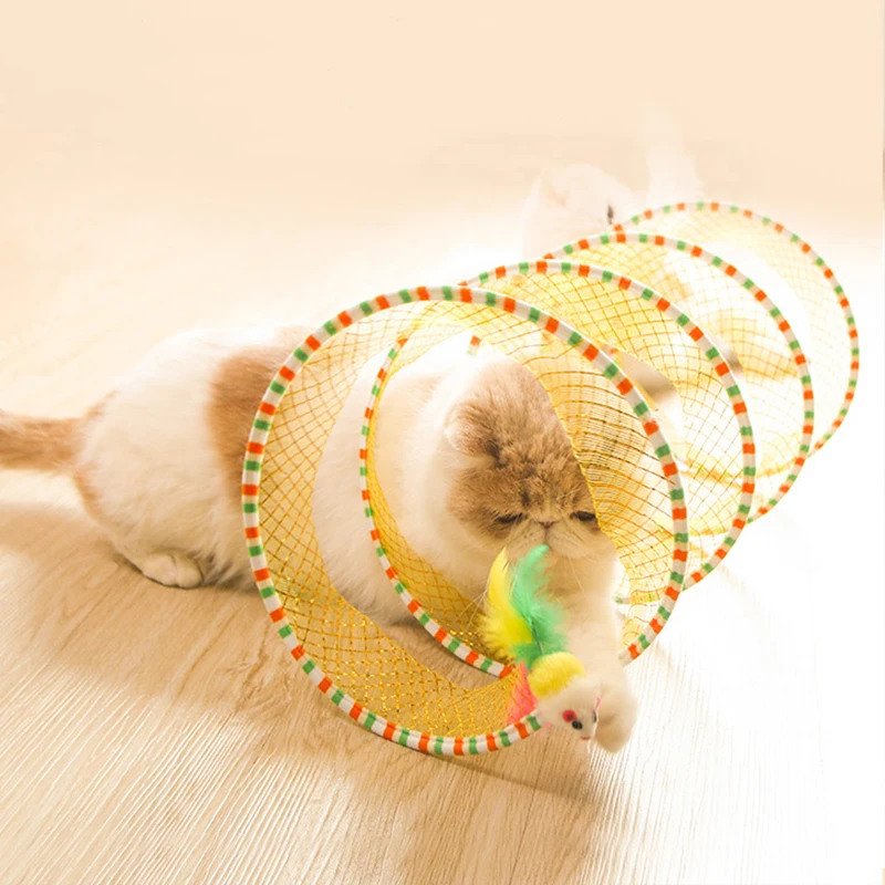 

Cat Funny Mouse Toy Teaser Interactive Foldable Toy Stick Cat Cat Feather Mouse Bell Tunnel Cat Accessories Toy Cat