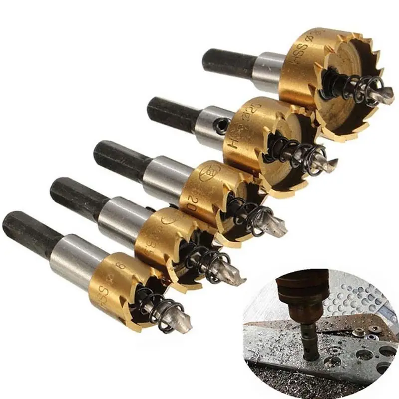 

5pcs 16-30mm HSS Core Drill Bit Set Hole Saw Cutter Drill Bits Sheet Metal Reamer Metalworking