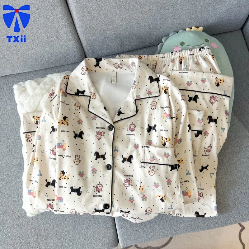 TXii немецкие бархатные пижамы женские осенне-зимние утолщенные милые клетчатые