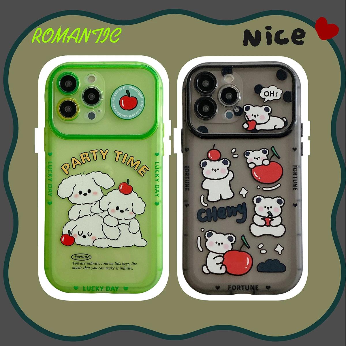 

Cartoon Cute Dog Cherry Bear Phone Case For Iphone 11 12 13 Pro Max X Xs Xr soft silicone TPU Transparent Cover