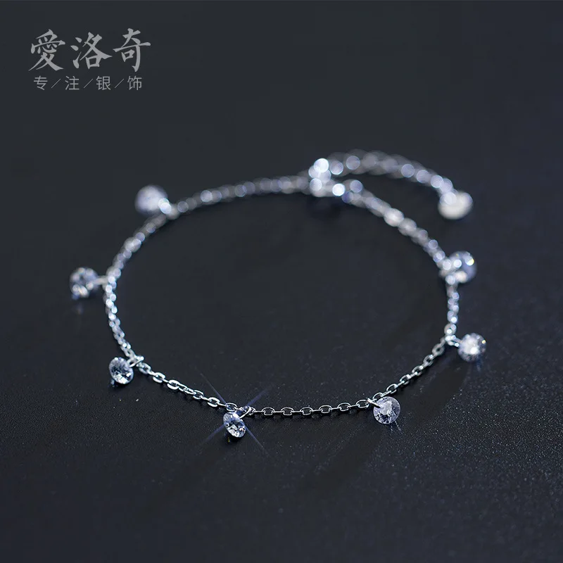 

S925Silver браслет с водяными бриллиантами для девочек, Летний милый модный простой браслет, подарок на день рождения, оптовая продажа