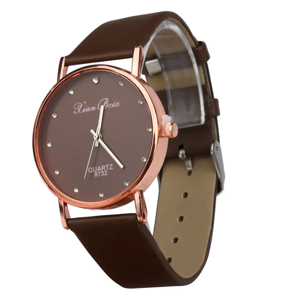 

Fashion Women's Diamond Leatheroid Band Dial Wrist Quartz Round Watch CO Magnetic Clock Feminino Watch Wrist Watches Relogio