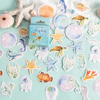 46 pcs kawaii cartoon marine life adhesive diy sticker decorative scrapbooking junk journal supplies collage material