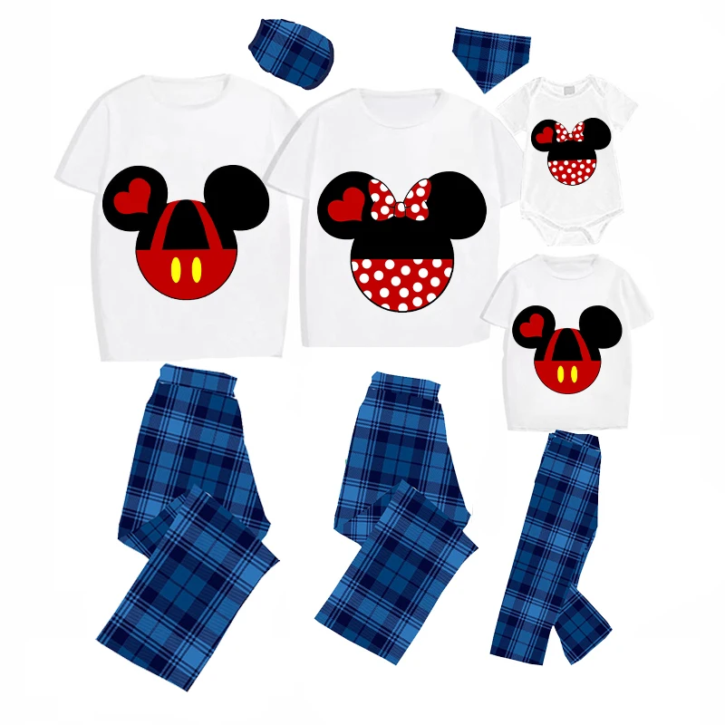 Family Matching Pajamas Exclusive Design Cartoon Mice Heart Gray Pajamas Set