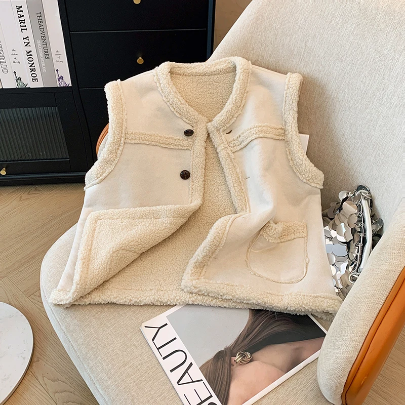 Жилет с круглым вырезом в стиле ретро женский зимний новый короткий жилет без