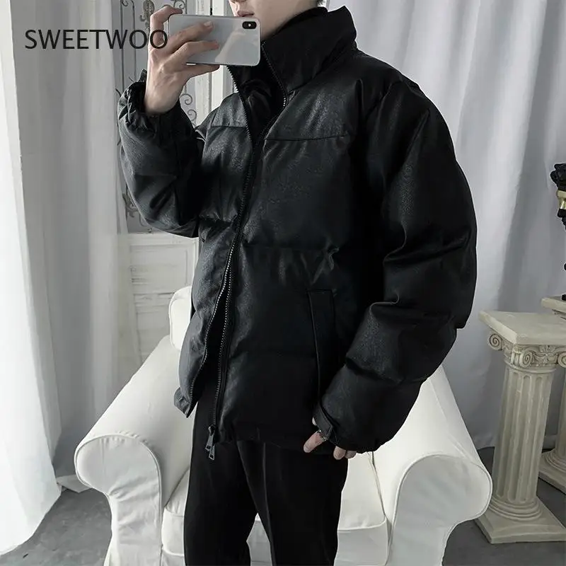 Autumn Cotton Jacket Men Casual Winter Clothing Korean Loose Stand Collar Puffy Jacket Fashion Boys Coat Thick Parka Men Xxl