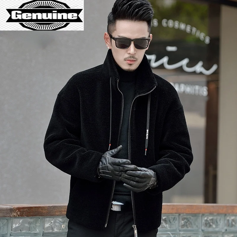 

Мужская зимняя куртка Shearing из овечьей шерсти, повседневная короткая куртка из натурального меха, мужские черные меховые куртки в Корейском стиле, Veste Homme SQQ370, 100%