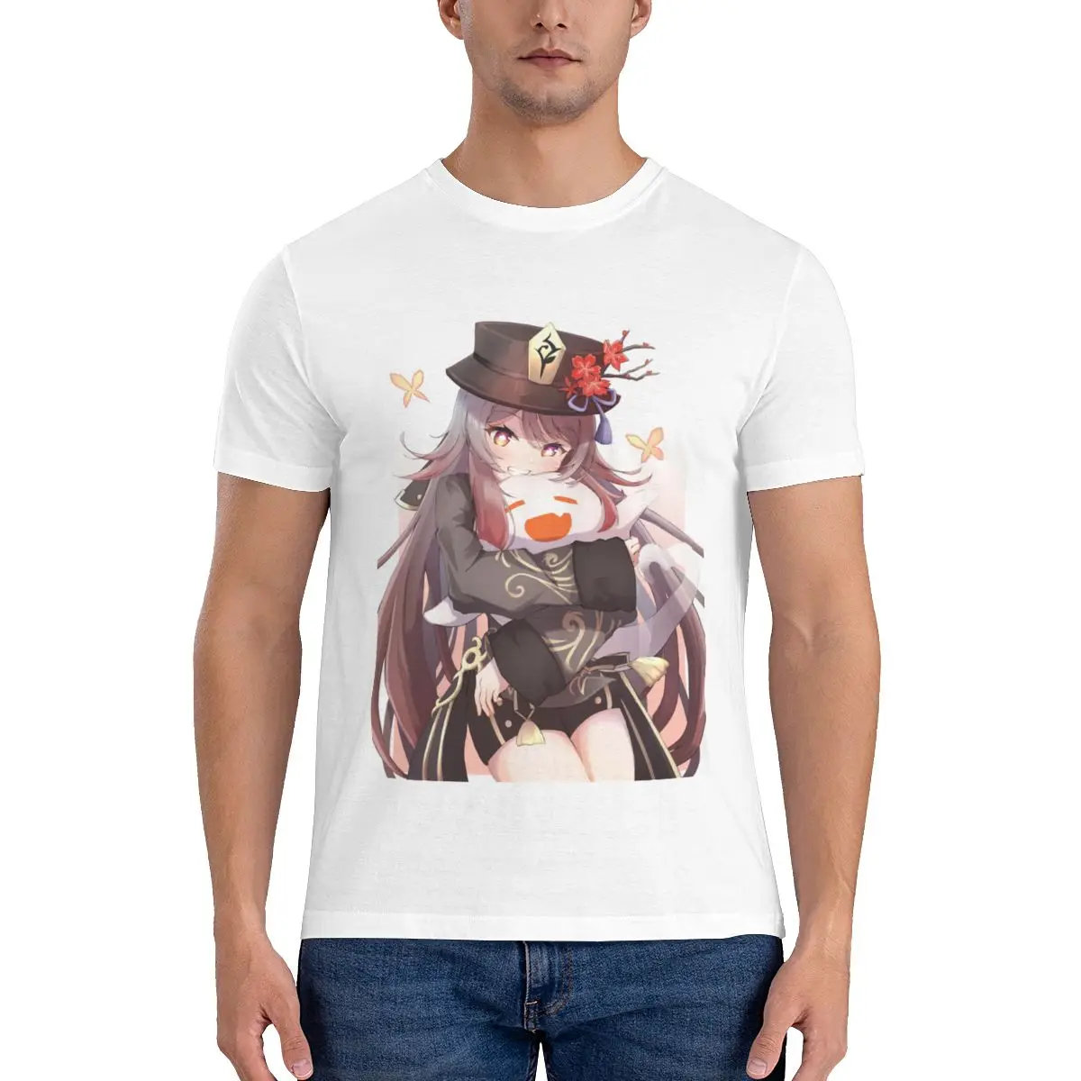 

Genshin Impact Hu Tao футболки namecard papilio charontis hutao модные футболки с круглым вырезом Kawaii Men